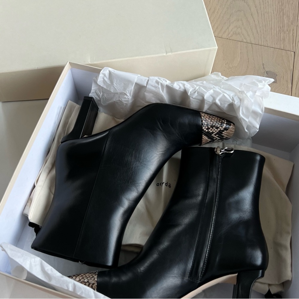 Aeyde Belle Snake-effect And Smooth Leather US9 Black like New - Picture 4 of 9